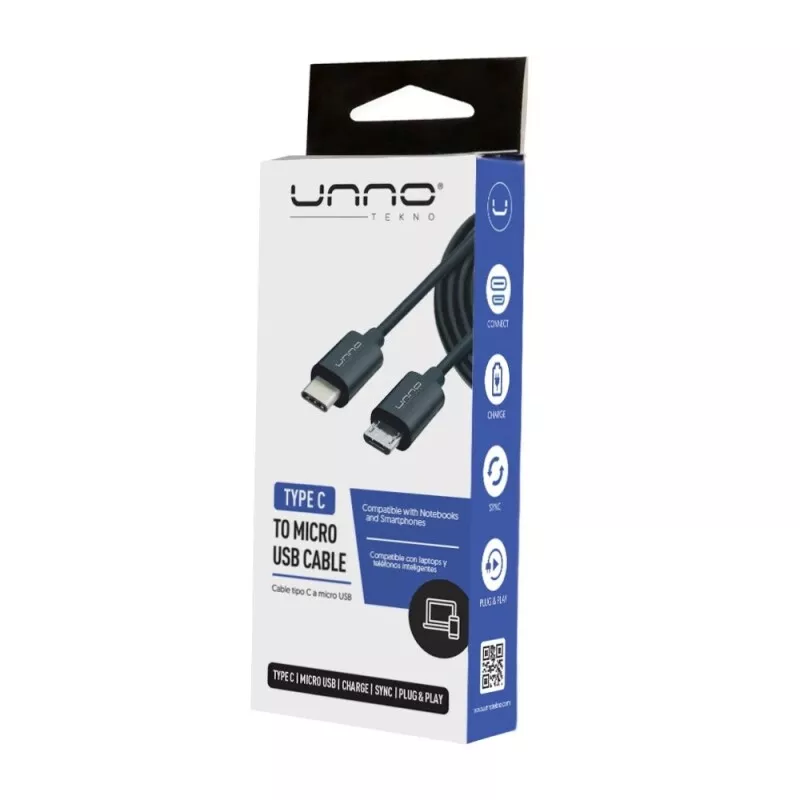 CABLE UNNO TEKNO TIPO C /A MICRO USB 2.0 / 1.5M (CB4058BK)