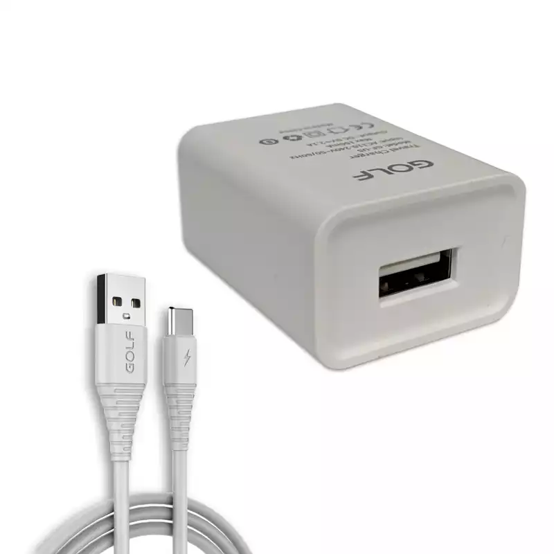 CARGADOR PARED GOLF GF-U5 SET INCLUYE CABLE USB MICRO 2.1AMP